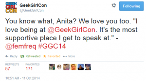 GeekGirlCon Anita Sarkeesian Tweet