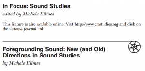"In Focus: Sound Studies" from Cinema Journal 48.1, Fall 2008