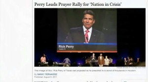 Rick Perry and religious politics in the news in 2011