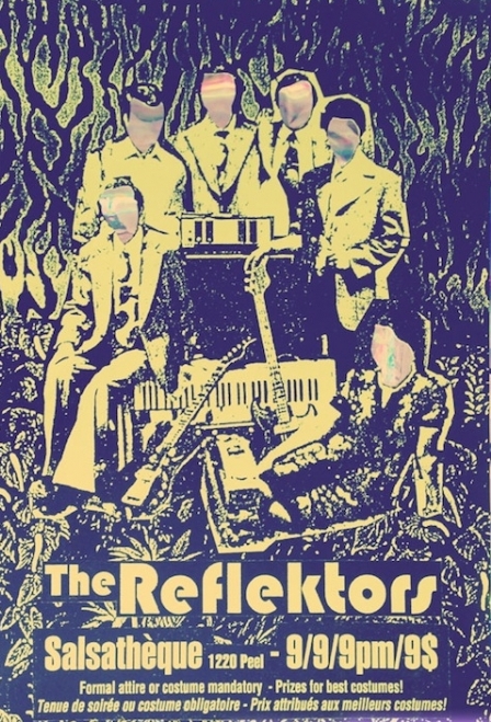 A poster for Arcade Fire's "not-so-secret" secret show as The Reflektors at Salsatheque in Montreal.