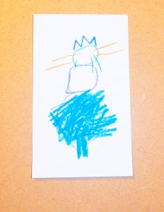 A princess (by three-year-old student with crown drawing help from me).