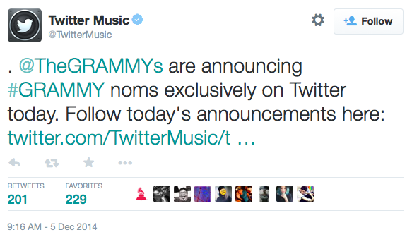 And the Grammy Nominees are [On Twitter]…
